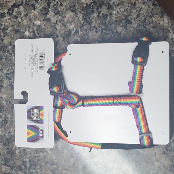 Pride Backpack Dog Harness Size XXS/XS "Unconditional Love" 2 Zipped Pockets new - Picture 3 of 9
